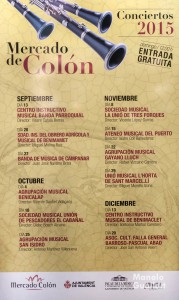 Cartel anunciador de los conciertos del Mercado de Colón. Foto de Manolo Guallart.