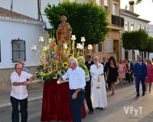 San Isidro en la procesión de las fiestas de San Roque en San Antonio de Benagéber. Foto de Vicente Almenar.