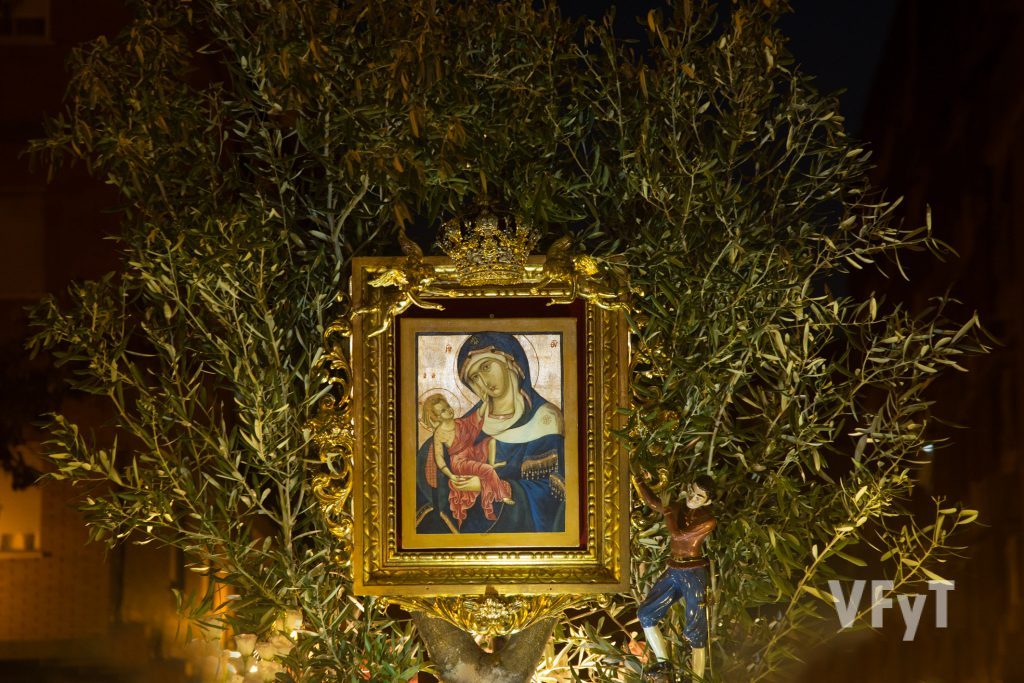Facsímil del icono original que preside el altar mayor de la parroquia de Monteolivete. Foto de Manolo Guallart.