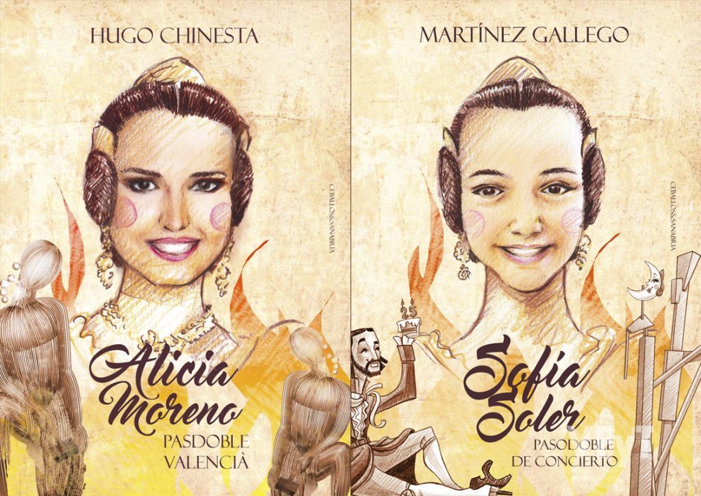 Carteles de los pasobles de "Alicia Moreno" y "Sofía Soler", de Ceballos&Sanabria. (Fuente JCF)