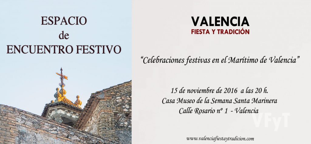 Espacio de Encuentro Festivo, coloquio promovido por Valencia, Fiesta y Tradición. Cartel obra del artista Pedro Molero.