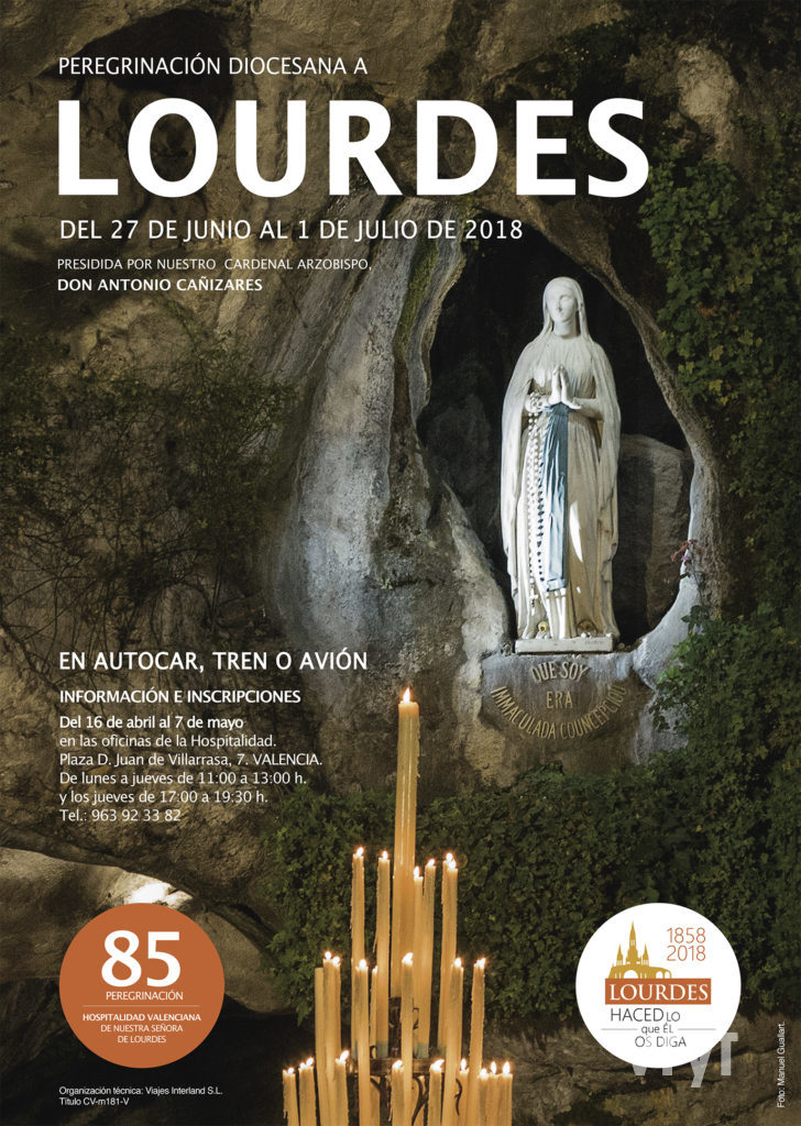 Cartel oficial de la Peregrinación a Lourdes 2018 de la Hospitalidad Valenciana. Foto de Manolo Guallart.
